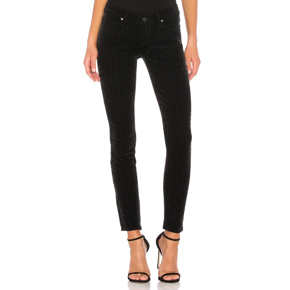 Paige Black Velvet Stripe Verdugo Ultra Skinny 26